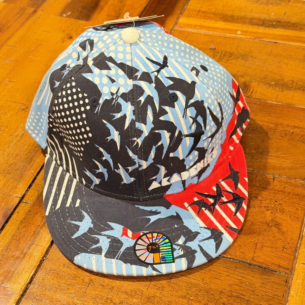 New Deadsock Y2K Akademiks Jeanius Level Products Fitted Hat 7 3/8 Bird Print
